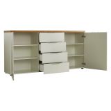 Credenza bianco lucida e rovere 180x43x89h cm 2 ante e 4 cassetti - Satriano