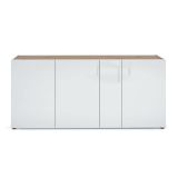 Credenza bianco lucida e rovere 203x40x92h cm 4 ante - Arcanda