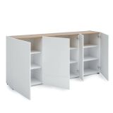 Credenza bianco lucida e rovere 203x40x92h cm 4 ante - Arcanda