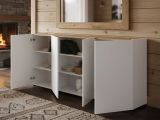 Credenza bianco lucida e rovere 203x40x92h cm 4 ante - Arcanda