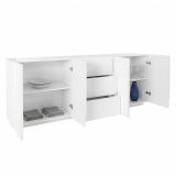 Credenza bianco lucida moderna 224x44x86h cm 4 ante e 3 cassetti - Zeus