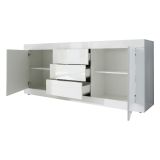 Credenza Bianco Lucido 2 Ripiani 3 Cassetti 210x42x85.8h cm, 4 Vani - Pasubio