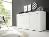 Credenza Bianco Lucido 2 Ripiani 4 Vani 160x42x85.8h cm, 3 Ante - Introbio