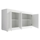 Credenza Bianco Lucido 2 Ripiani 4 Vani 160x42x85.8h cm, 3 Ante - Introbio