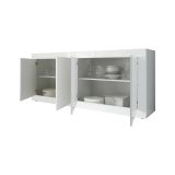 Credenza Bianco Lucido 2 Ripiani 4 Vani 207x43x86h cm, 4 Ante - Poli