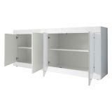 Credenza Bianco Lucido 2 Ripiani 4 Vani 207x43x86h cm, 4 Ante - Poli