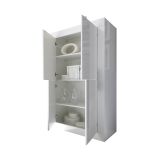 Credenza Bianco Lucido 3 Ripiani 4 Vani 101.4x42x161.2h cm, 4 Ante - Sampeyre