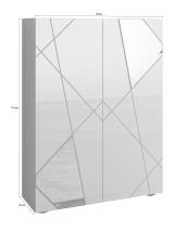 Credenza Bianco Lucido 4 Ripiani 5 Vani 78x36x115.5h cm, 2 Ante - Itala