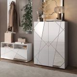 Credenza Bianco Lucido 4 Ripiani 5 Vani 78x36x115.5h cm, 2 Ante - Itala