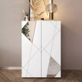 Credenza Bianco Lucido 4 Ripiani 5 Vani 78x36x115.5h cm, 2 Ante - Itala