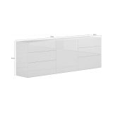 Credenza Bianco Lucido 6 Cassetti Un'anta 170x40x60.2h cm, Apertura Battente e Scorrevole - Agito