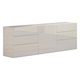 Credenza Bianco Lucido 6 Cassetti Un'anta 170x40x60.2h cm, Apertura Battente e Scorrevole - Agito