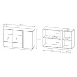 Credenza Bianco Lucido Marrone Rovere 3 Ripiani Apertura Battente 138x40x91h cm, 3 Ante - Haka