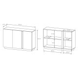 Credenza Bianco Lucido Marrone Rovere 3 Ripiani Apertura Battente 138x40x91h cm, 3 Ante - Hala