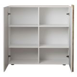 Credenza Bianco Lucido Marrone Rovere 4 Ripiani 6 Vani 121x44x114h cm, 2 Ante - Lucito