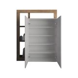 Credenza Bianco Lucido Marrone Rovere 6 Ripiani 9 Vani 109x30x138.5h cm, 2 Ante - Valmorea