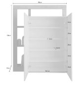 Credenza Bianco Lucido Marrone Rovere 6 Ripiani 9 Vani 109x30x138.5h cm, 2 Ante - Valmorea