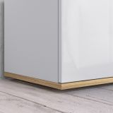 Credenza Bianco Lucido Marrone Rovere 7 Ripiani Apertura Battente 200x35x70h cm, 5 Ante Made in Italy - Cordele