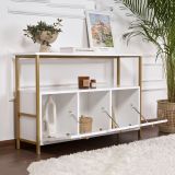 Credenza Bianco Lucido Nero 2 Ripiani 3 Vani 120x30x77h cm, 3 Ante - Noda