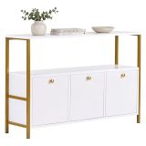 Credenza Bianco Lucido Nero 2 Ripiani 3 Vani 120x30x77h cm, 3 Ante - Noda