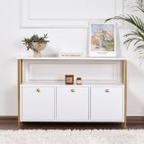 Credenza Bianco Lucido Nero 2 Ripiani 3 Vani 120x30x77h cm, 3 Ante - Noda