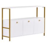 Credenza Bianco Lucido Nero 2 Ripiani 3 Vani 120x30x77h cm, 3 Ante - Noda