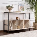 Credenza Bianco Marmo Nero 2 Ripiani 3 Vani 120x30x77h cm, 3 Ante - Noda
