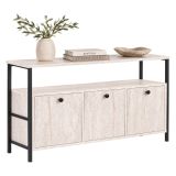 Credenza Bianco Marmo Nero 2 Ripiani 3 Vani 120x30x77h cm, 3 Ante - Noda