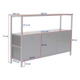 Credenza Bianco Marmo Nero 2 Ripiani 3 Vani 120x30x77h cm, 3 Ante - Noda