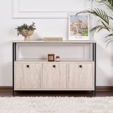 Credenza Bianco Marmo Nero 2 Ripiani 3 Vani 120x30x77h cm, 3 Ante - Noda