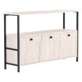 Credenza Bianco Marmo Nero 2 Ripiani 3 Vani 120x30x77h cm, 3 Ante - Noda