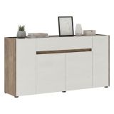 Credenza Bianco Marrone Noce un Cassetto 3 Ripiani 170x40x85h cm, Apertura Battente - Cirimido