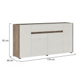 Credenza Bianco Marrone Noce un Cassetto 3 Ripiani 170x40x85h cm, Apertura Battente - Cirimido