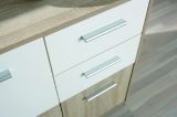 Credenza Bianco Marrone Quercia 2 Cassetti Apertura Battente 77x30x77h cm, 3 Ante - Piglio