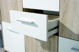 Credenza Bianco Marrone Quercia 2 Cassetti Apertura Battente, Scorrevole 115x30x77h cm, 5 Ante - Pianisi