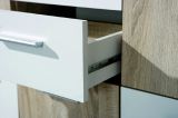 Credenza Bianco Marrone Quercia 2 Cassetti Apertura Battente, Scorrevole 115x30x77h cm, 5 Ante - Pianisi
