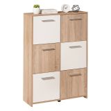 Credenza Bianco Marrone Quercia Apertura Battente 6 Ante 77x30x115h cm, 6 Vani - Dresano