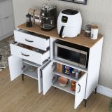 Credenza Bianco Marrone Rovere 2 Cassetti 2 Ripiani 120x40x99h cm, Apertura Battente, Scorrevole - Cavriana