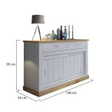 Credenza Bianco Marrone Rovere 2 Cassetti 2 Ripiani 138x50x95h cm, Apertura Scorrevole - Lupara