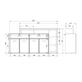 Credenza Bianco Marrone Rovere 2 Cassetti 5 Ripiani 189x42x100h cm, Apertura Battente, Scorrevole - Dovad