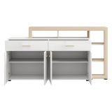 Credenza Bianco Marrone Rovere 2 Cassetti 5 Ripiani 189x42x100h cm, Apertura Battente, Scorrevole - Dovad