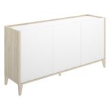 Credenza Bianco Marrone Rovere 2 Ripiani 3 Ante 40x150x78h cm, con Piedini - Caribou