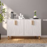 Credenza Bianco Marrone Rovere 2 Ripiani 4 Ante 120x30x74h cm, 4 Vani - Venerina