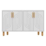 Credenza Bianco Marrone Rovere 2 Ripiani 4 Ante 120x30x74h cm, 4 Vani - Venerina