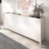 Credenza Bianco Marrone Rovere 3 Cassetti un Ripiano 40x150x78h cm, Apertura Battente, Scorrevole - Cadillac