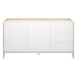 Credenza Bianco Marrone Rovere 3 Cassetti un Ripiano 40x150x78h cm, Apertura Battente, Scorrevole - Cadillac