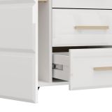 Credenza Bianco Marrone Rovere 4 Cassetti 3 Ripiani 154x41x88h cm, Apertura Battente, Scorrevole - Barone