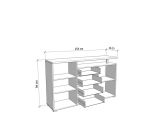 Credenza Bianco Marrone Rovere 4 Cassetti 4 Ripiani 154x40x94h cm, Apertura Battente e Scorrevole - Levate