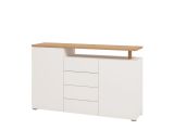 Credenza Bianco Marrone Rovere 4 Cassetti 4 Ripiani 154x40x94h cm, Apertura Battente e Scorrevole - Levate