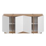 Credenza Bianco Marrone Rovere 4 Ripiani 4 Ante 180x45x80h cm, 8 Vani - Nolona
